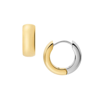 Fossil Women's Ellis Domed Collection Two-Tone Stainless Steel Hoop Earrings - JF04899998