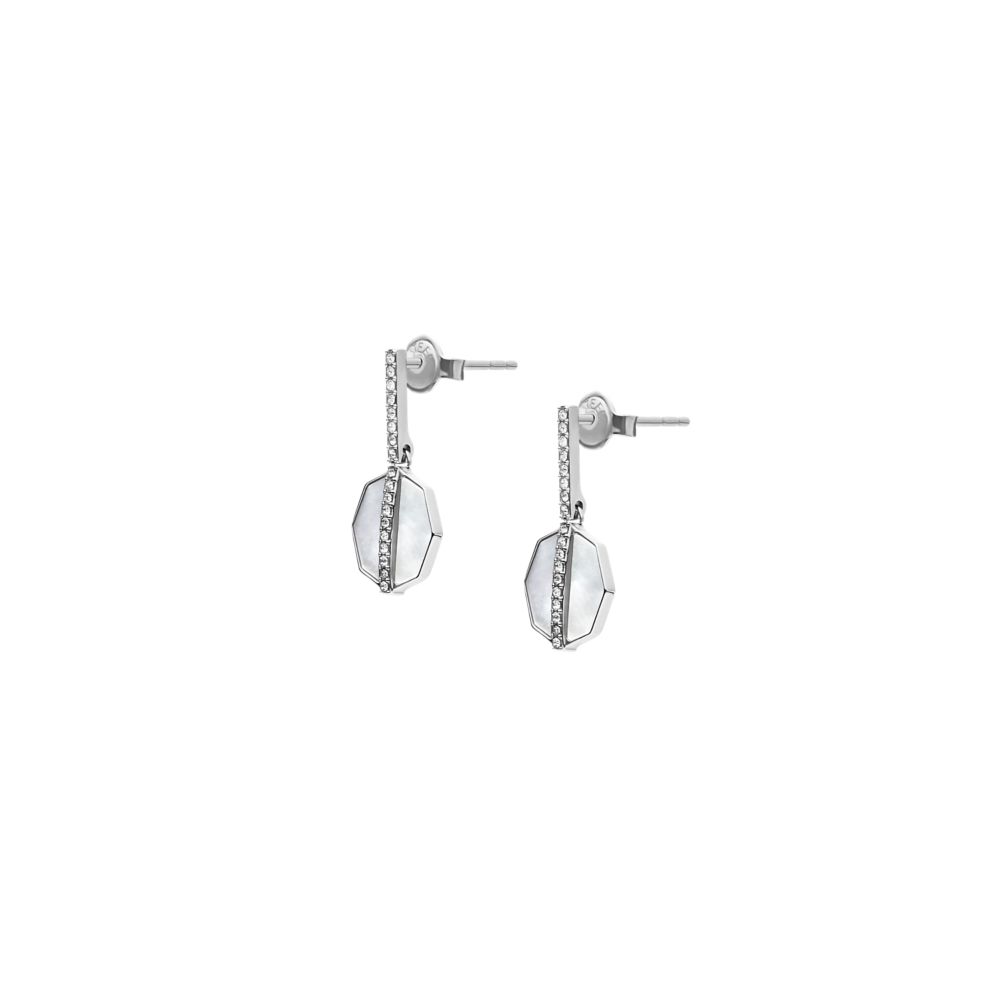 Fossil Women's Timeless Mother Of Pearl Silver-Tone Stainless Steel Drop Earrings - JF04911040 (2)