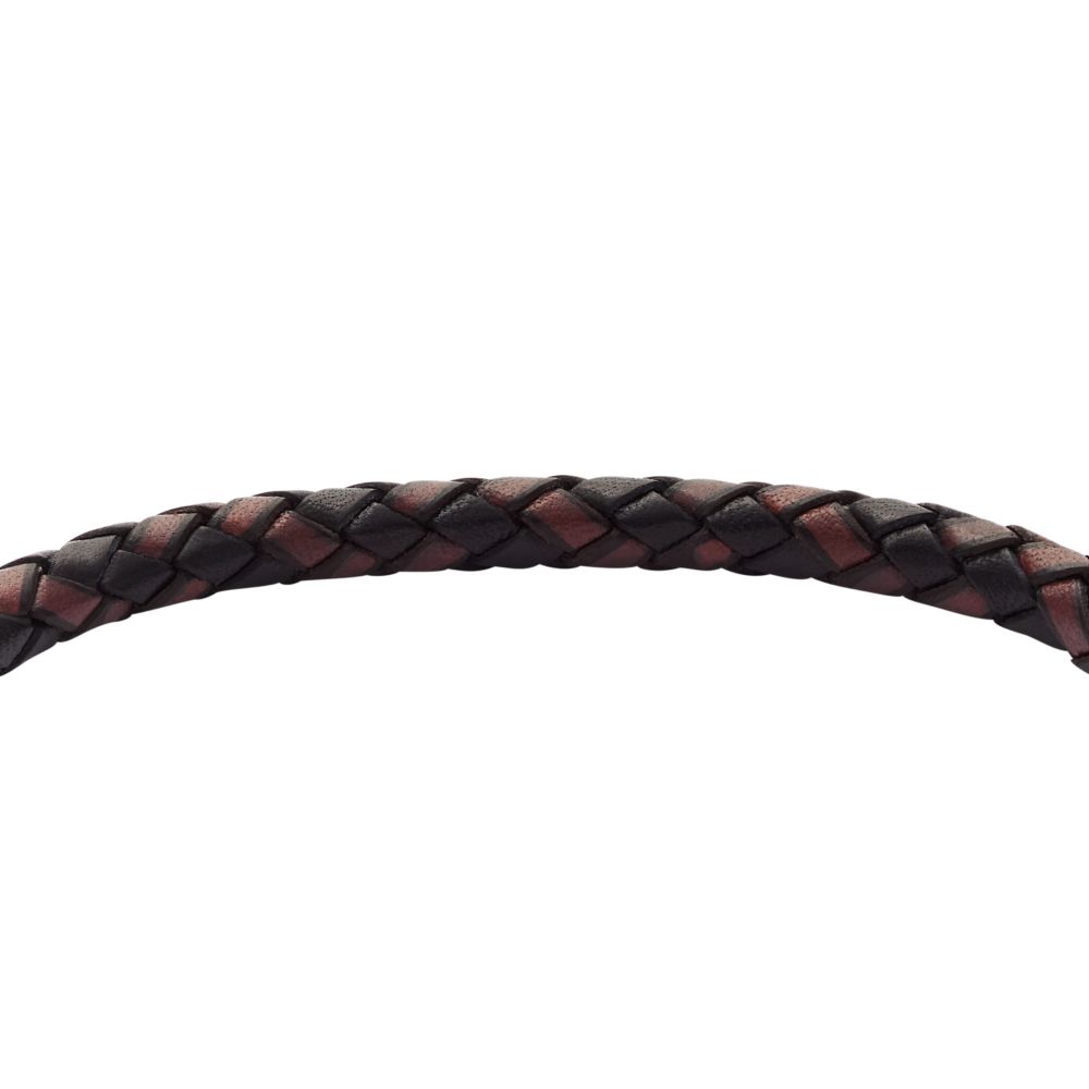 Fossil Men's Knox Knurled Texture Leather and Stainless Steel Station Bracelet - JF04918040 (2)