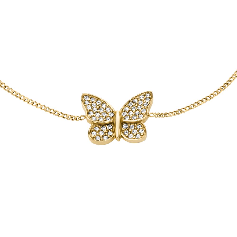 Fossil Women's Sutton Pavé Butterfly Gold-Tone Stainless Steel Station Bracelet -  JF04921710 (1)