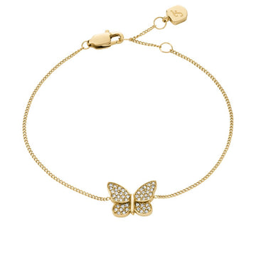 Fossil Women's Sutton Pavé Butterfly Gold-Tone Stainless Steel Station Bracelet -  JF04921710