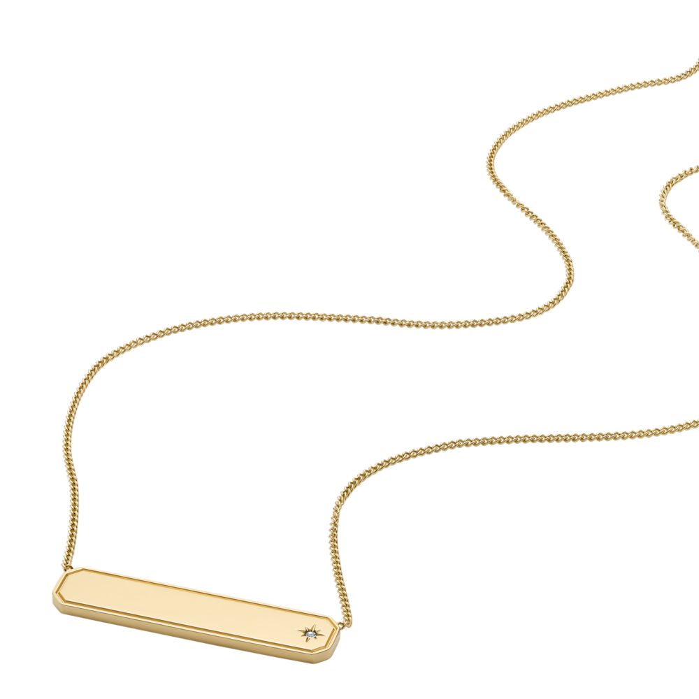Fossil Women's Sadie Gold-Tone Stainless Steel ID Necklace -  JF04926710 (1)