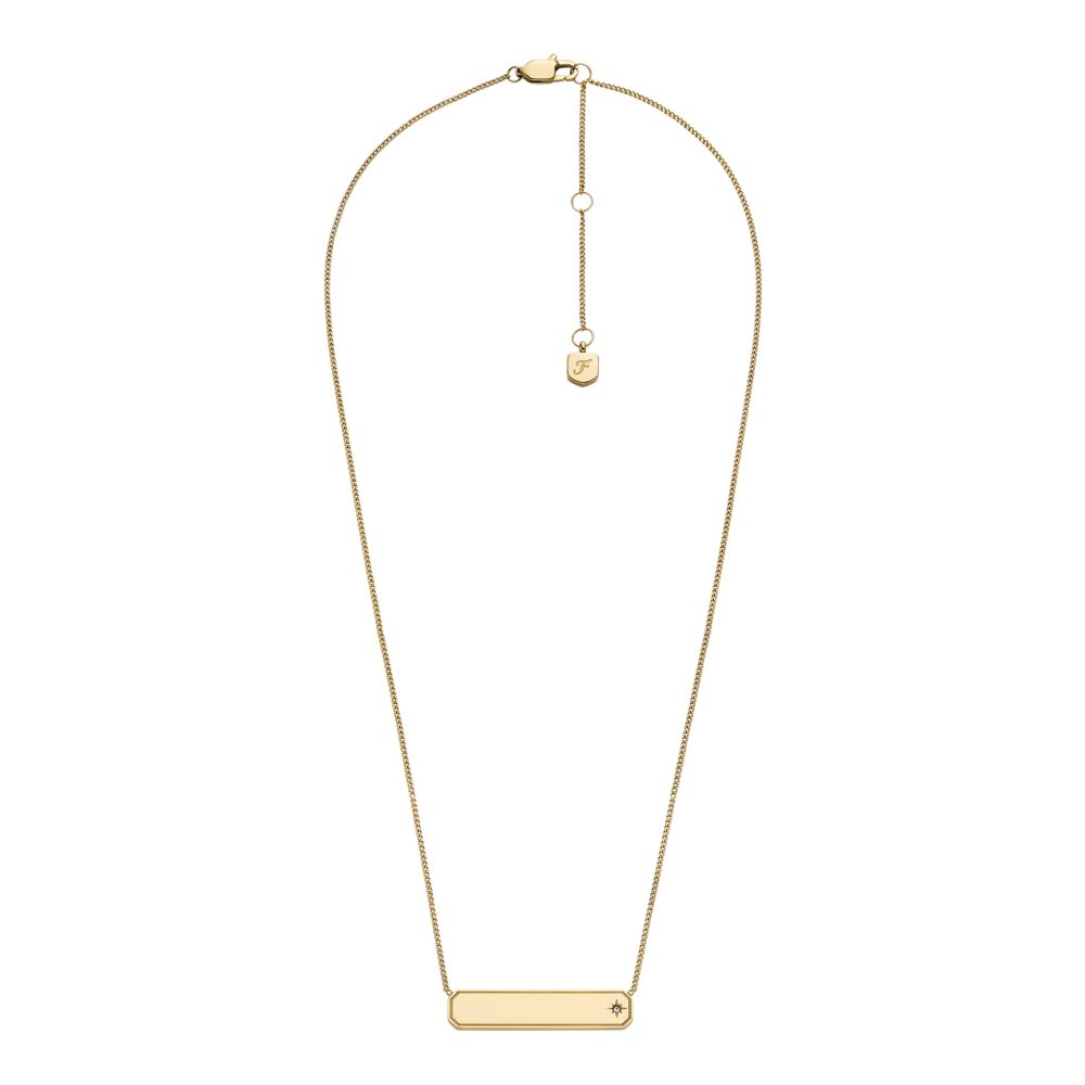 Fossil Women's Sadie Gold-Tone Stainless Steel ID Necklace -  JF04926710 (2)