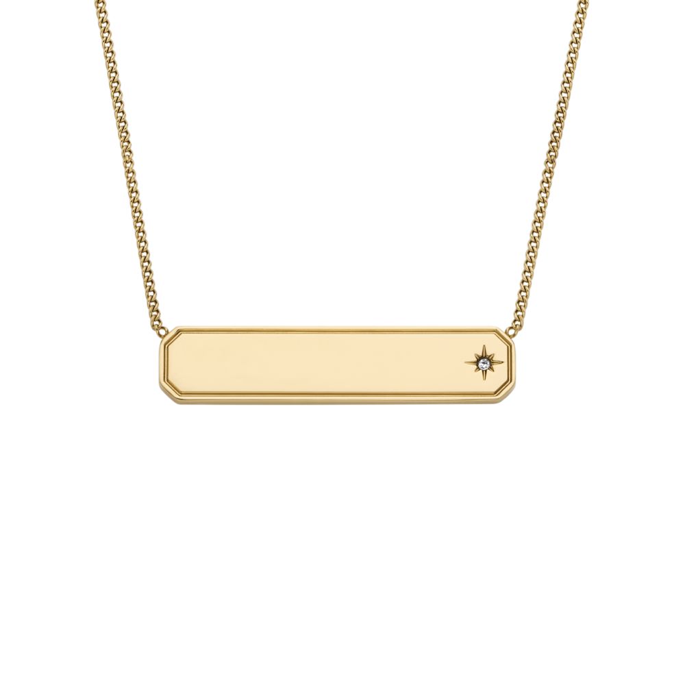 Fossil Women's Sadie Gold-Tone Stainless Steel ID Necklace -  JF04926710