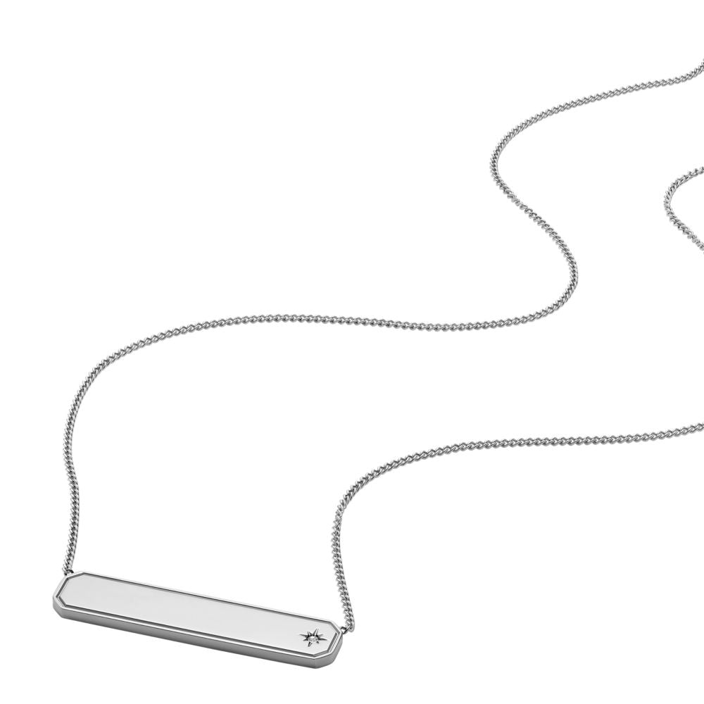 Fossil Women's Sadie Stainless Steel ID Necklace -  JF04927040 (1)