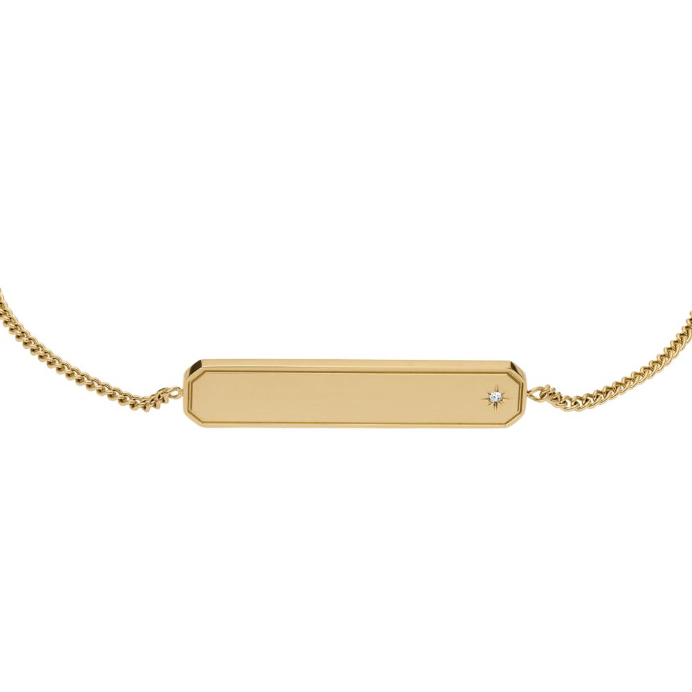 Fossil Women's Sadie Gold-Tone Stainless Steel ID Bracelet -  JF04928710