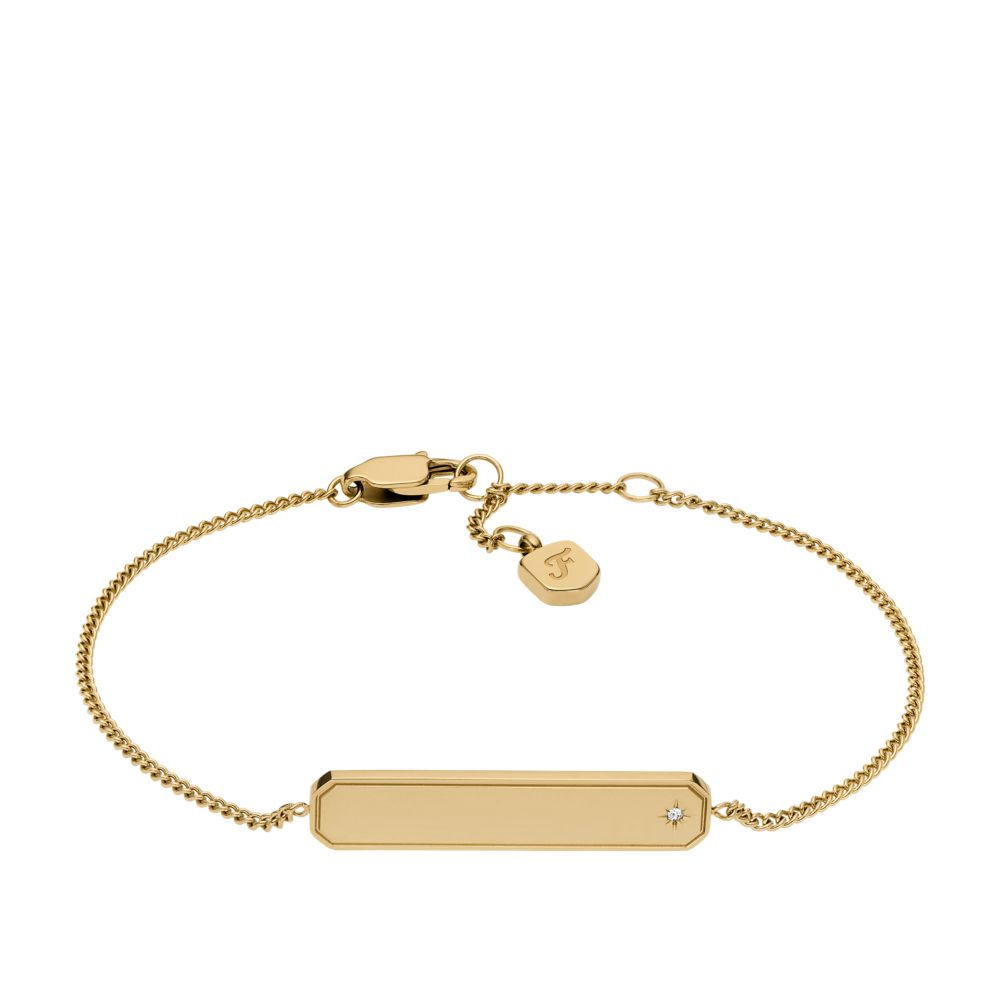 Fossil Women's Sadie Gold-Tone Stainless Steel ID Bracelet -  JF04928710