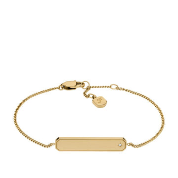 Fossil Women's Sadie Gold-Tone Stainless Steel ID Bracelet -  JF04928710