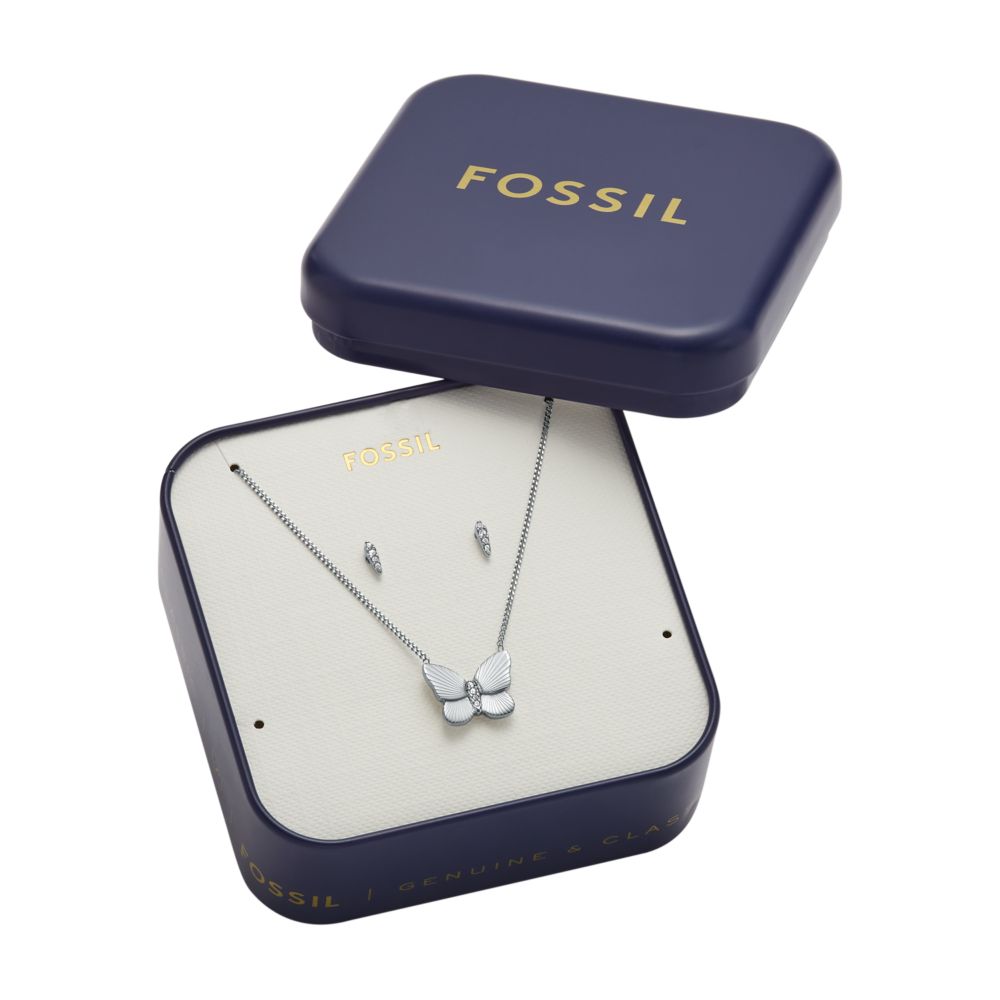 Fossil Women's Sutton Stainless Steel Butterfly Necklace and Earrings Gift Set -  JF04935SET (5)