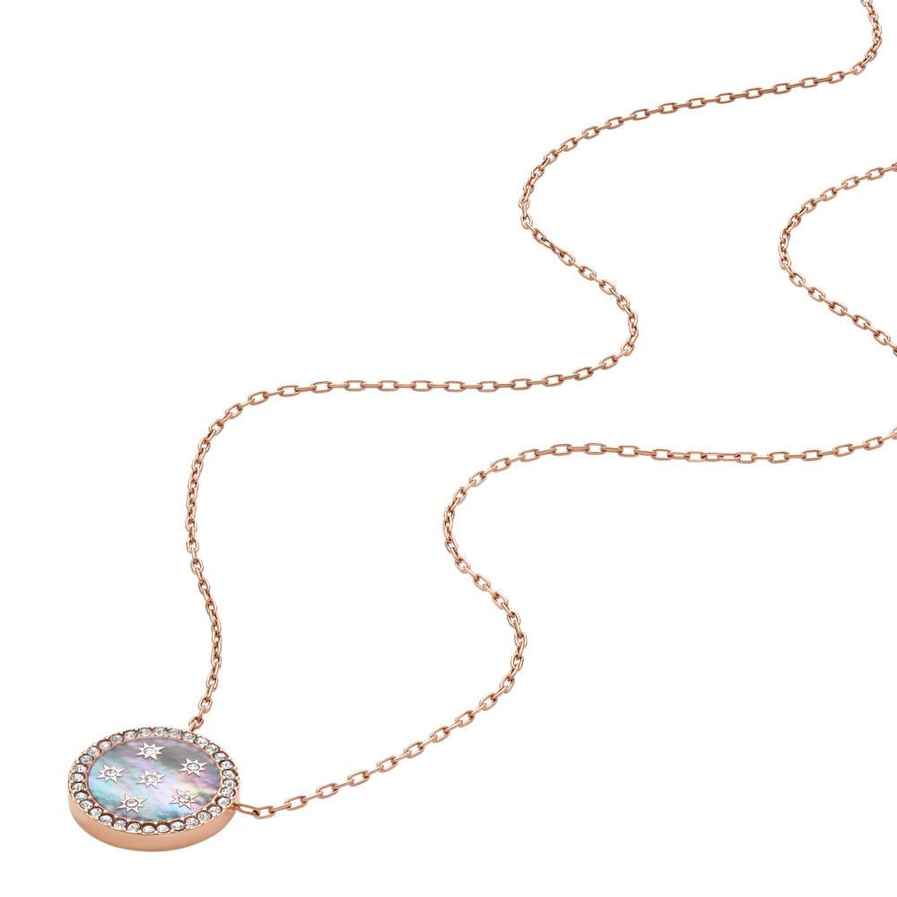 Fossil Women's Merrit Classic Mother-of-Pearl Rose Gold-Tone Steel Pendant Necklace -  JF04936791 (1)
