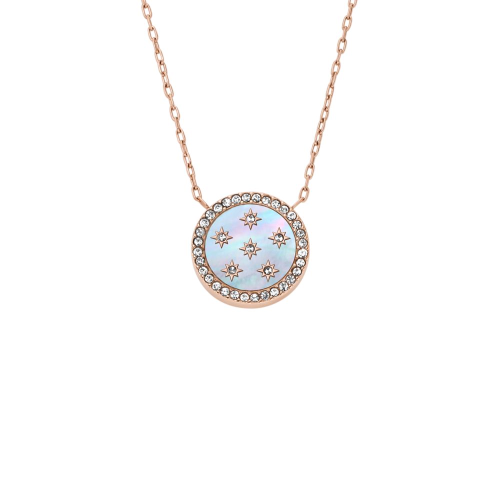Fossil Women's Merrit Classic Mother-of-Pearl Rose Gold-Tone Steel Pendant Necklace -  JF04936791