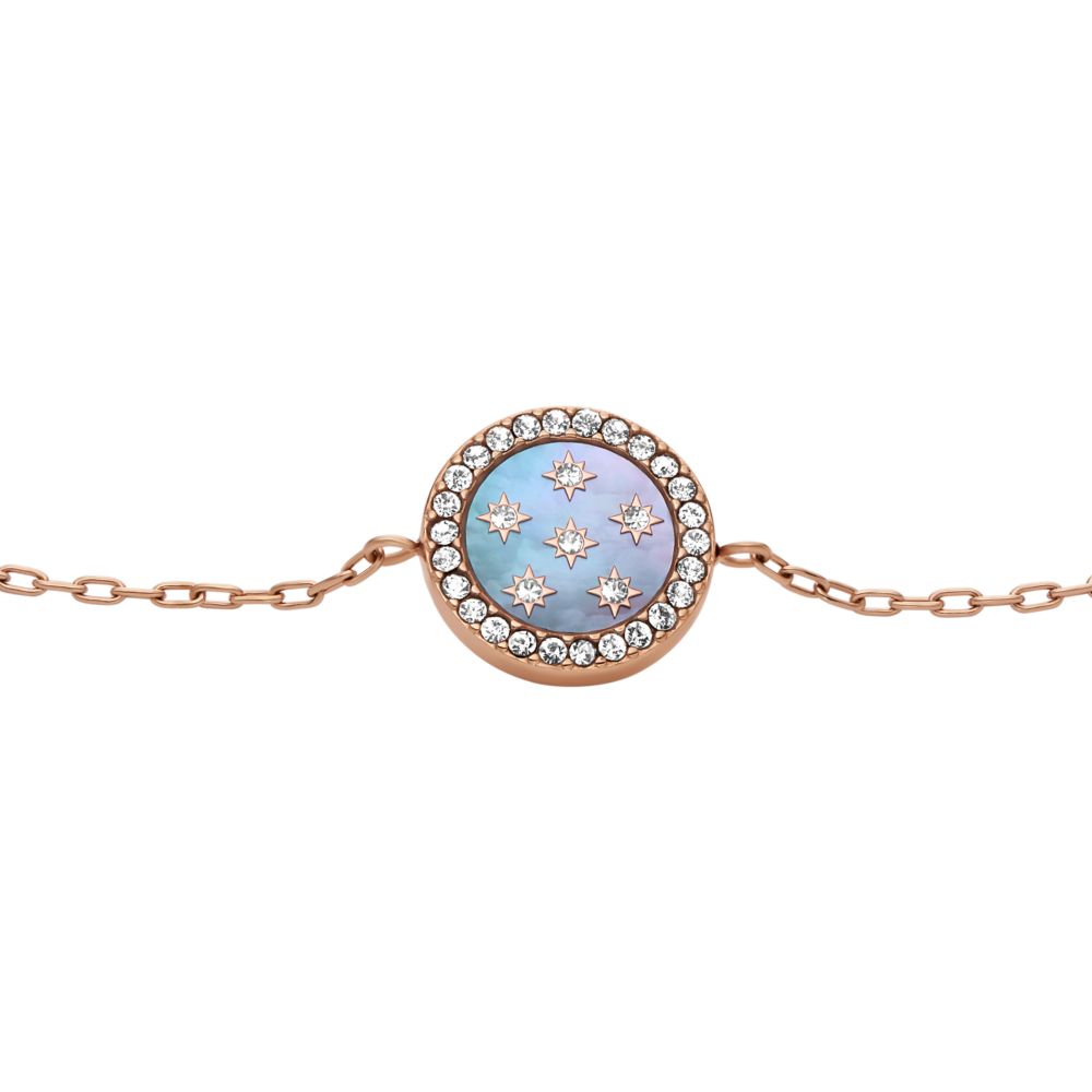 Fossil Women's Merrit Classic Mother of Pearl Rose Gold Steel Station Bracelet -  JF04937791