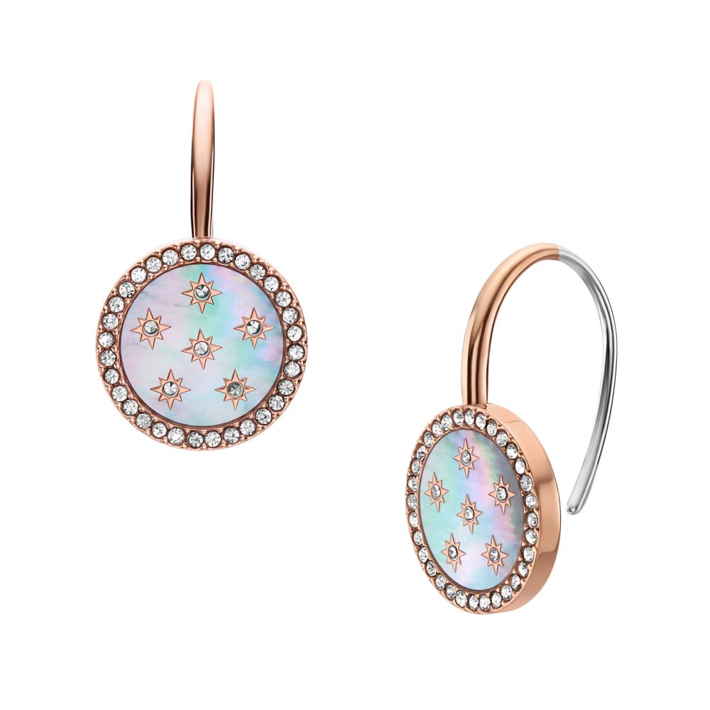 Fossil Women's Merrit Classic Mother-of-Pearl Rose Gold-Tone Steel Drop Earrings -  JF04938791 (1)