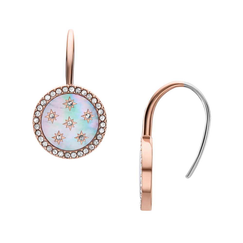 Fossil Women's Merrit Classic Mother-of-Pearl Rose Gold-Tone Steel Drop Earrings -  JF04938791