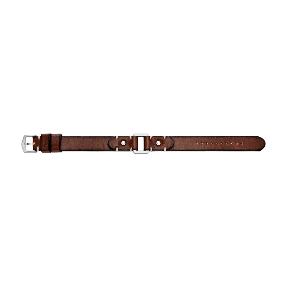 Fossil Men's Machine Rugged Stainless Steel and Brown Leather Strap Bracelet -  JF04942040 (3)