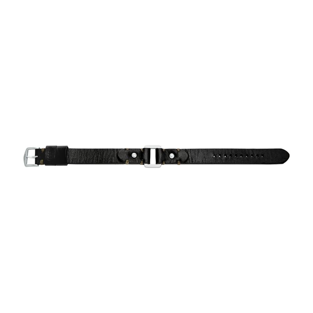 Fossil Men's Machine Rugged Stainless Steel and Black Leather Strap Bracelet -  JF04946040 (3)
