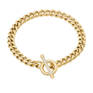 Fossil Women's Carlie T-Bar Pavé Gold-Tone Stainless Steel Toggle Bracelet -  JF04957710