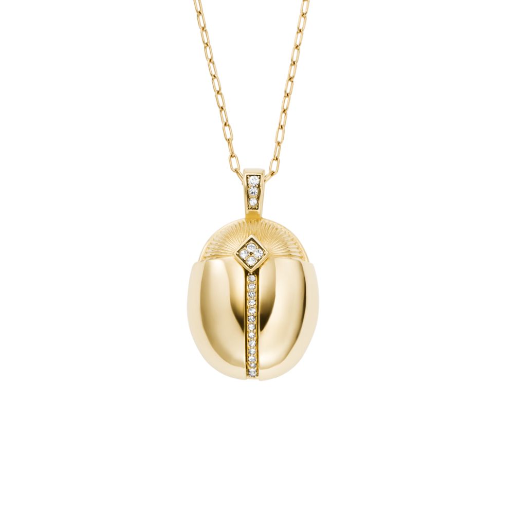 Fossil Women's Sutton Scarab Gold-Tone Stainless Steel Pendant Necklace -  JF04962710