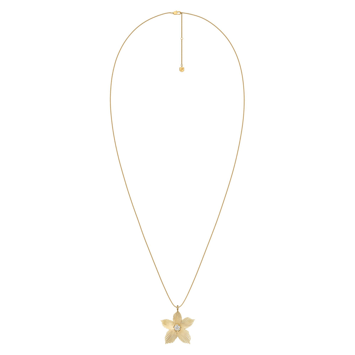 Fossil Women's Sutton The Flower Collection Gold-Tone Stainless Steel Pendant Necklace - JF04968710