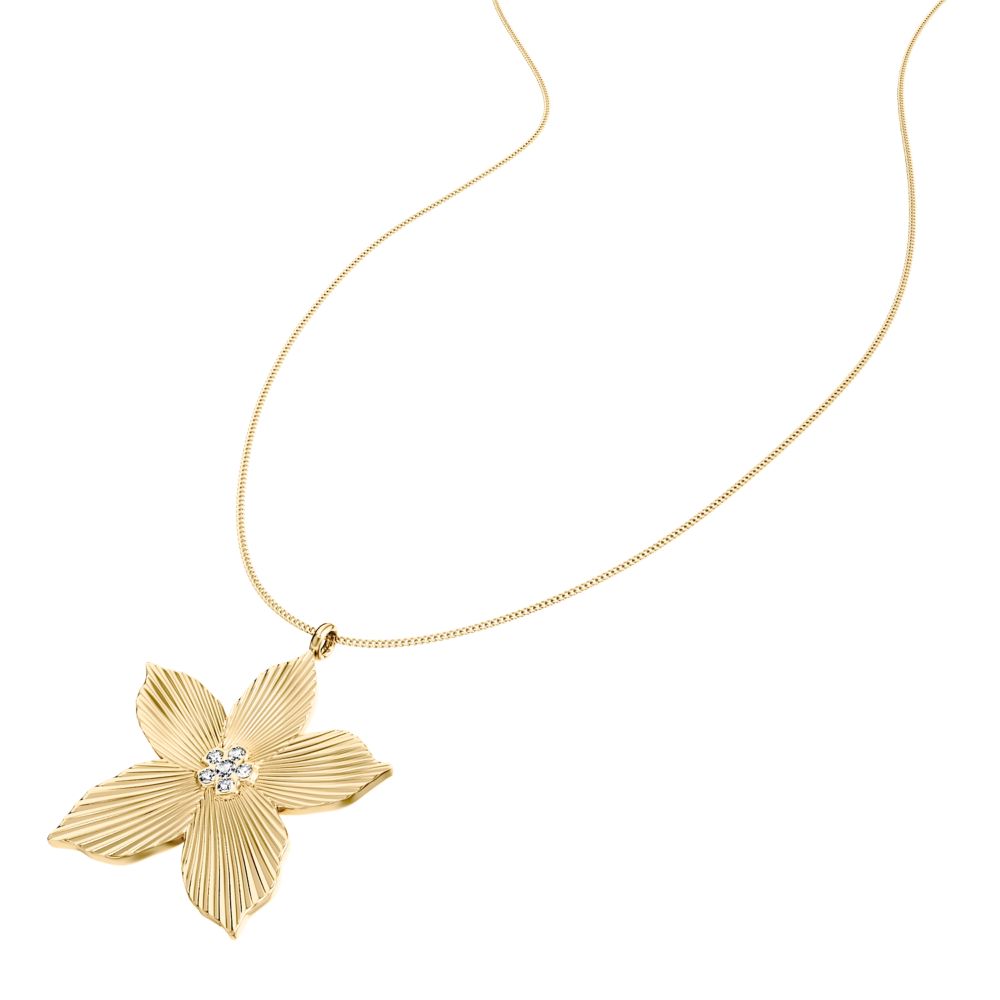 Fossil Women's Sutton The Flower Collection Gold-Tone Stainless Steel Pendant Necklace - JF04968710 (1)