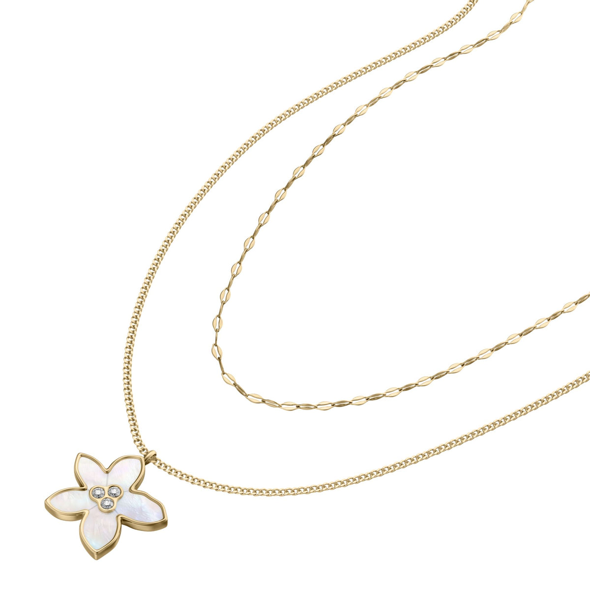 Fossil Women's Sutton The Flower Collection Mother-of-Pearl Multi-Strand Necklace - JF04969710 (1)