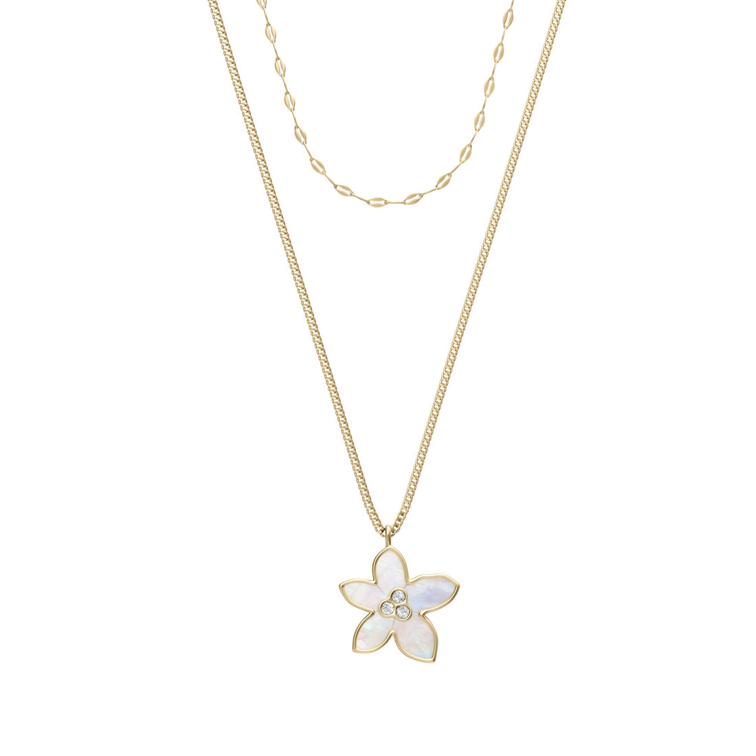 Fossil Women's Sutton The Flower Collection Mother-of-Pearl Multi-Strand Necklace - JF04969710