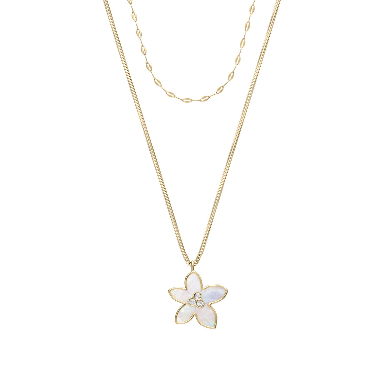 Fossil Women's Sutton The Flower Collection Mother-of-Pearl Multi-Strand Necklace - JF04969710