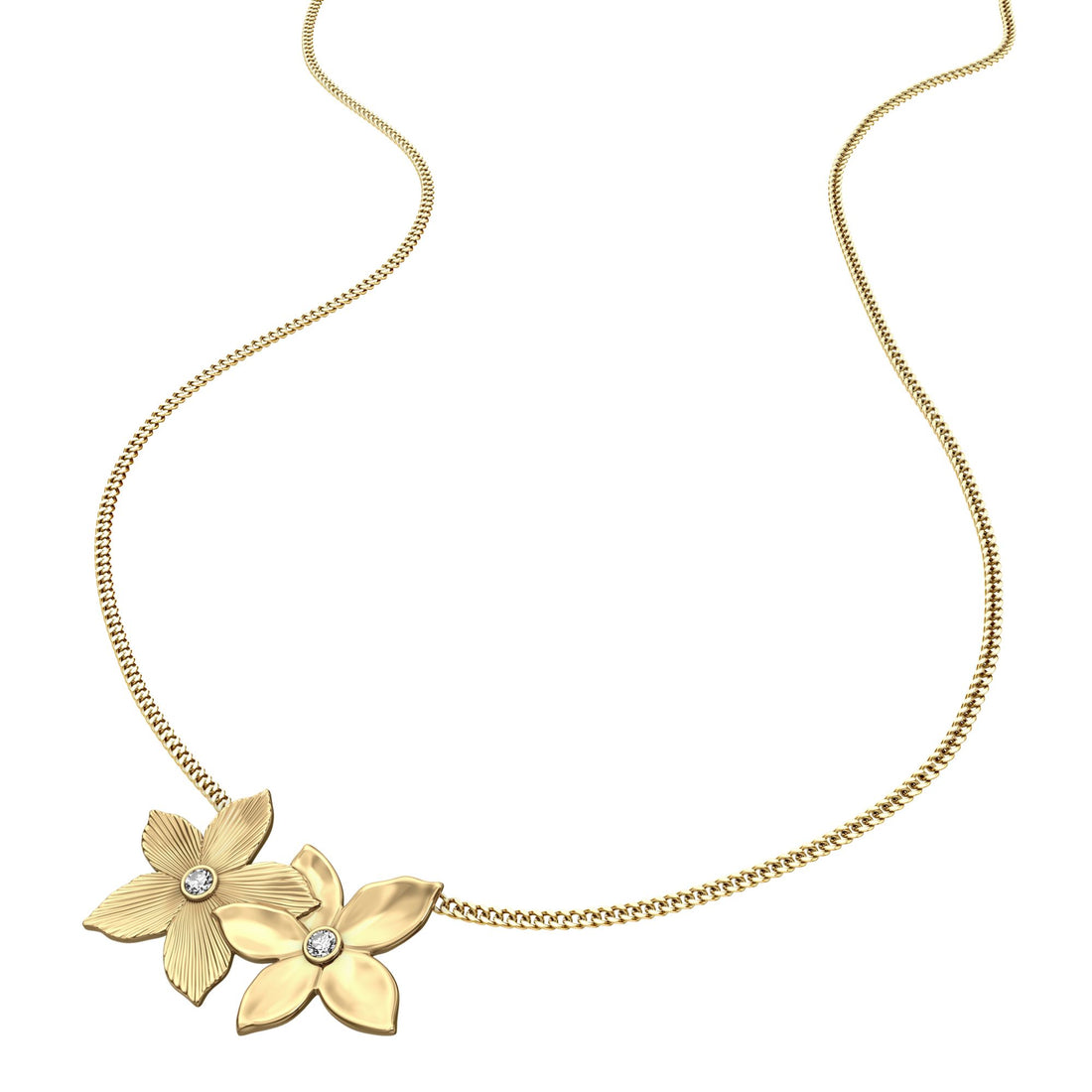 Fossil Women's Sutton The Flower Collection Gold-Tone Stainless Steel Pendant Necklace - JF04970710