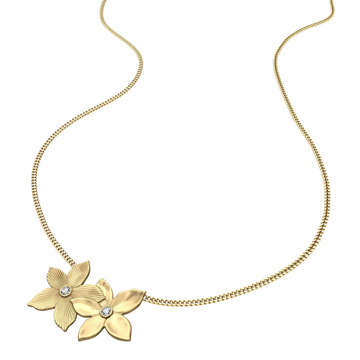 Fossil Women's Sutton The Flower Collection Gold-Tone Stainless Steel Pendant Necklace - JF04970710 (1)