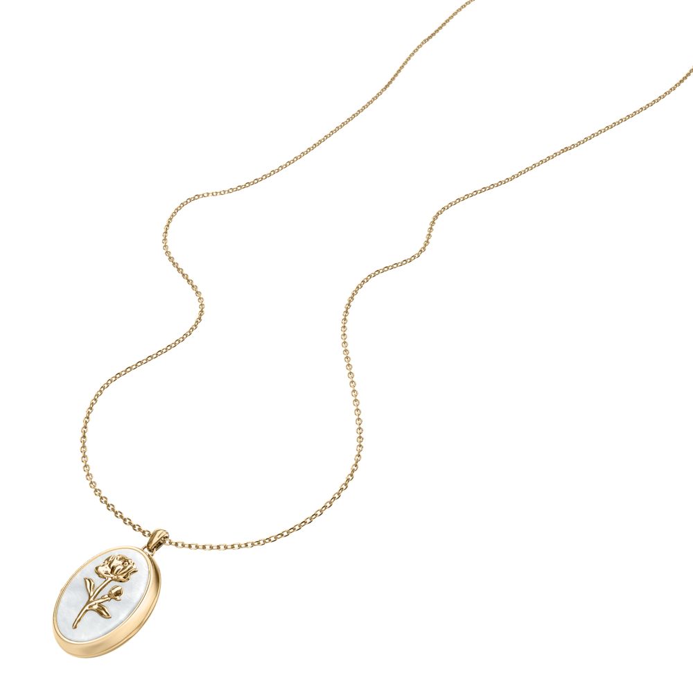 Fossil Women's Sutton The Locket Collection White Mother-of-Pearl Pendant Necklace - JF04976710
