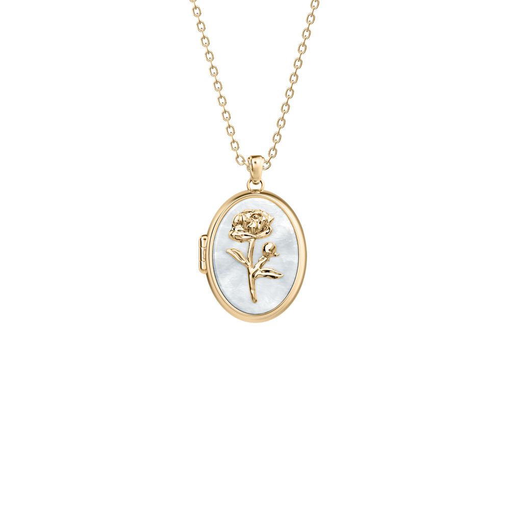 Fossil Women's Sutton The Locket Collection White Mother-of-Pearl Pendant Necklace - JF04976710