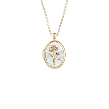 Fossil Women's Sutton The Locket Collection White Mother-of-Pearl Pendant Necklace - JF04976710