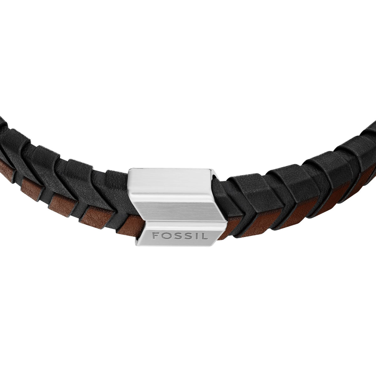 Fossil Men's Woven Black and Brown Leather Bracelet - JF04984040 (1)