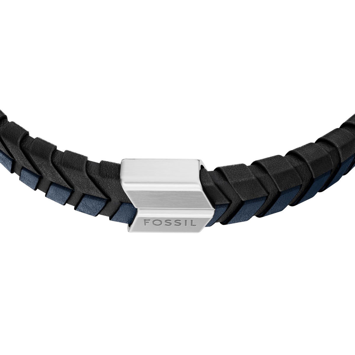Fossil Men's Woven Blue and Black Leather Bracelet - JF04985040 (1)