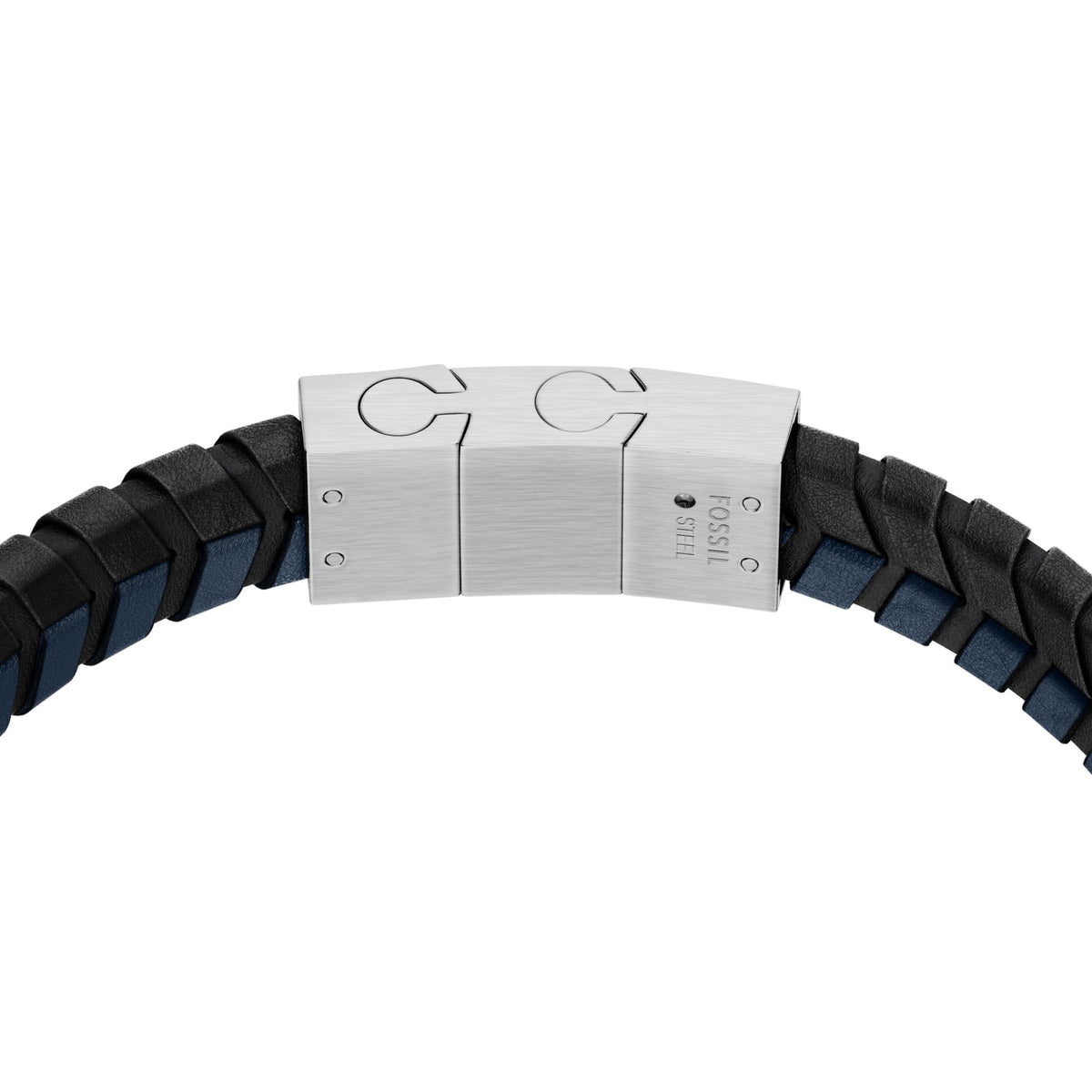 Fossil Men's Woven Blue and Black Leather Bracelet - JF04985040 (2)
