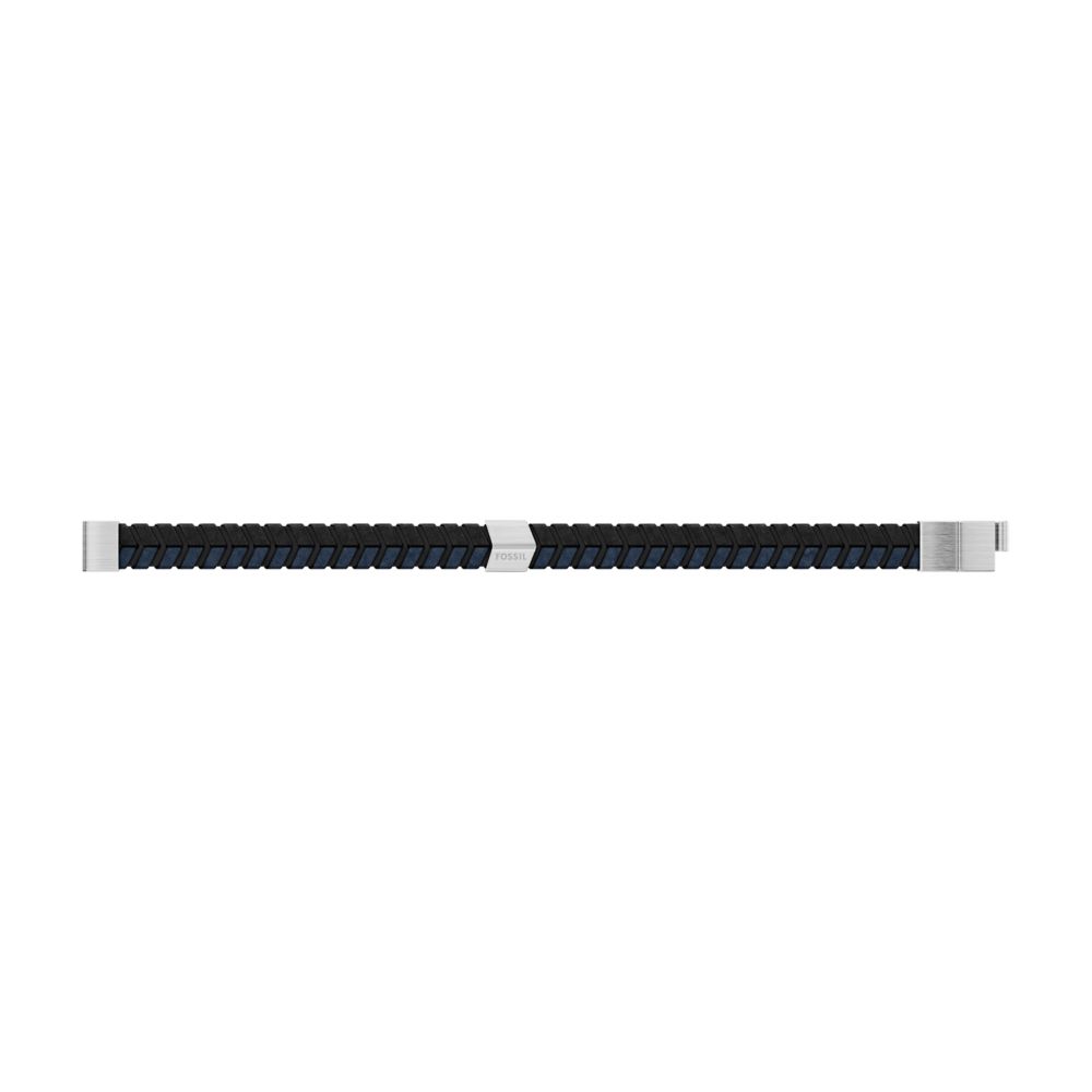 Fossil Men's Woven Blue and Black Leather Bracelet - JF04985040 (3)