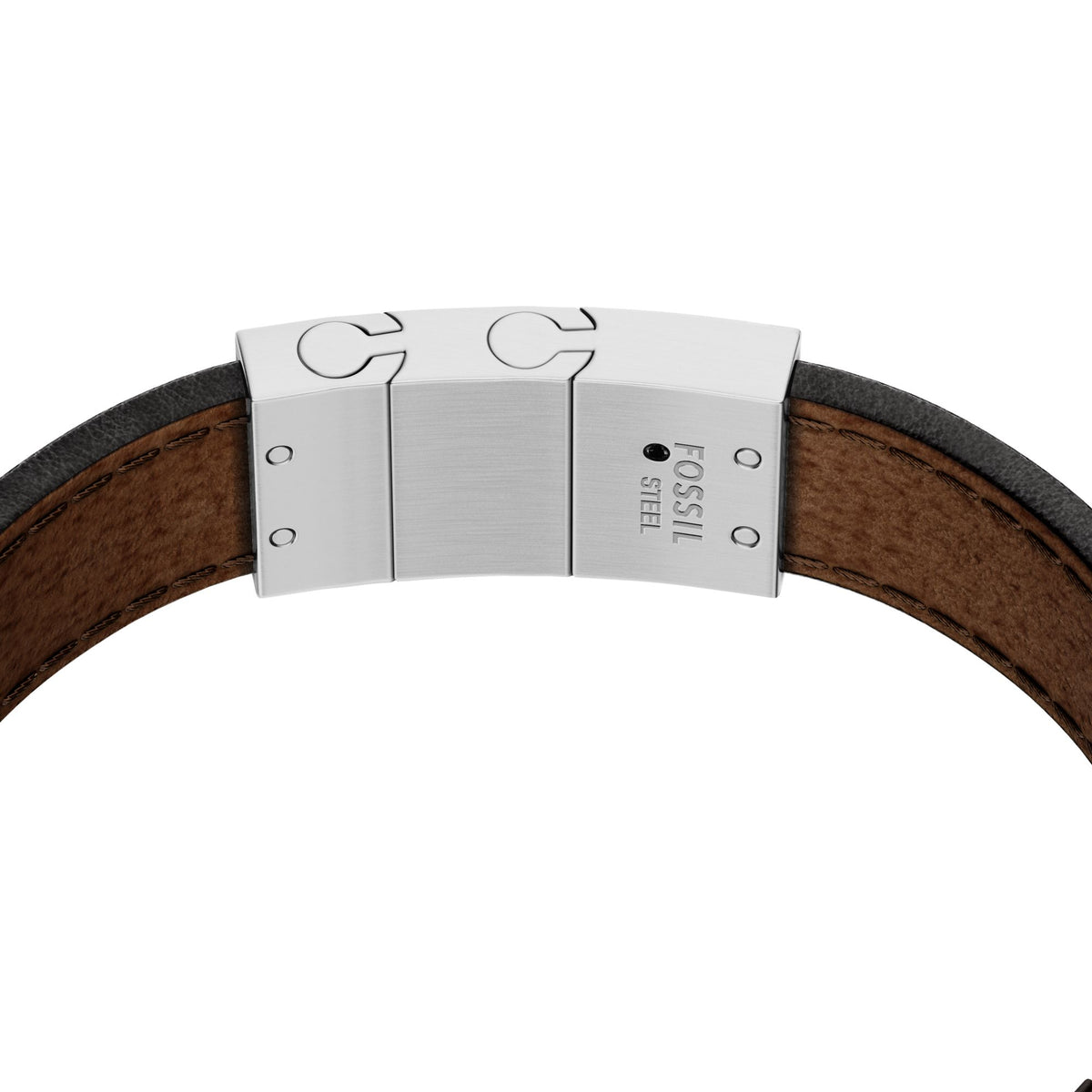 Fossil Men's Topstitch Brown Leather ID Bracelet - JF04988040 (2)