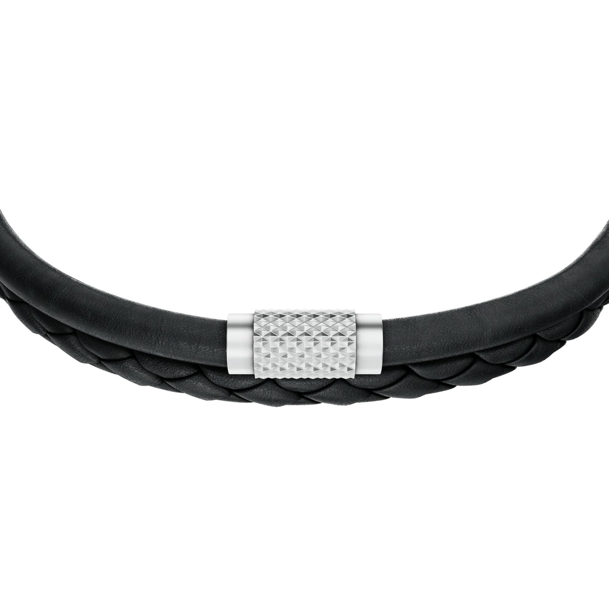 Fossil Men's Machine Knurled Texture Black Leather Multi-Strand Bracelet - JF04989040 (1)