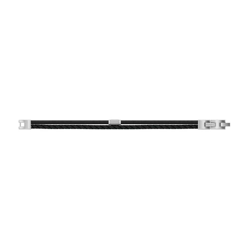 Fossil Men's Machine Knurled Texture Black Leather Multi-Strand Bracelet - JF04989040 (3)