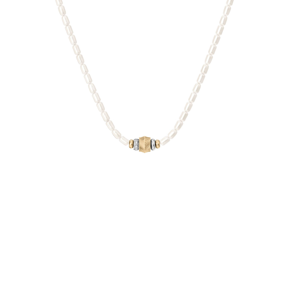 Fossil Women's Harlow Rondelles White Acrylic Pearl Stainless Steel Station Necklace -  JF04992998 (1)