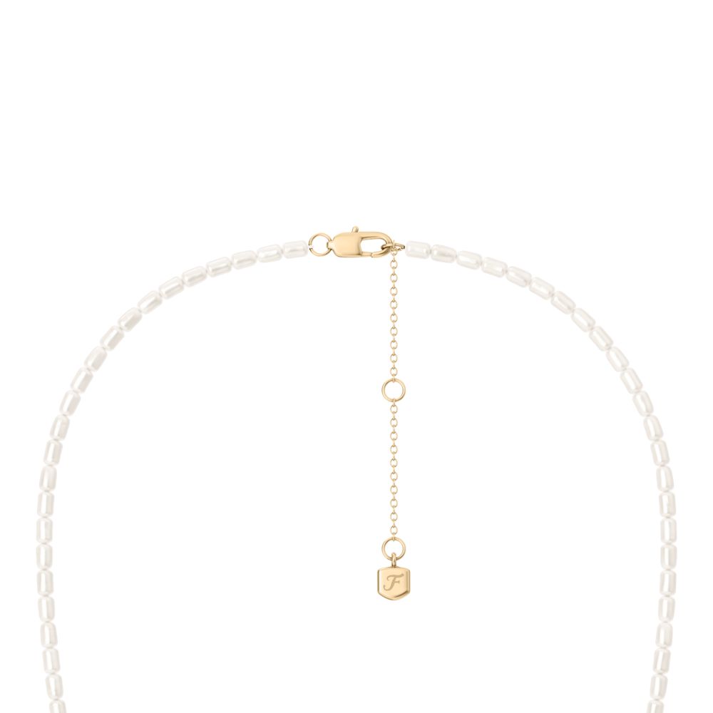 Fossil Women's Harlow Rondelles White Acrylic Pearl Stainless Steel Station Necklace -  JF04992998 (2)