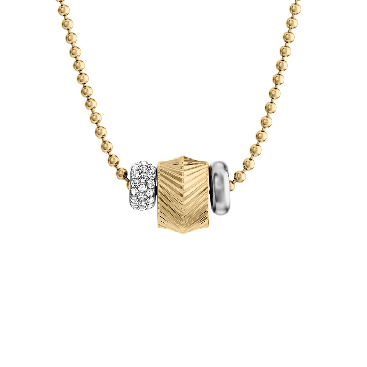Fossil Women's Harlow Rondelles Two-Tone Stainless Steel Station Necklace -  JF04993998 (2)