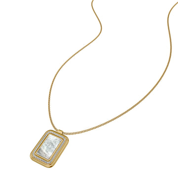 Fossil Women's Raquel Glitz White Mother-of-Pearl Spinning Pendant Necklace -  JF04996710