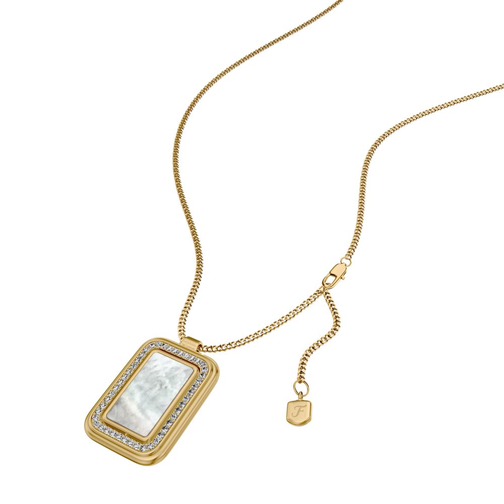 Fossil Women's Raquel Glitz White Mother-of-Pearl Spinning Pendant Necklace -  JF04996710 (1)