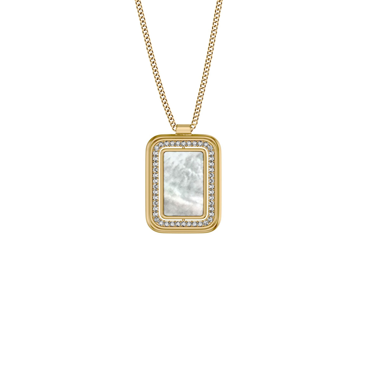 Fossil Women's Raquel Glitz White Mother-of-Pearl Spinning Pendant Necklace -  JF04996710 (2)