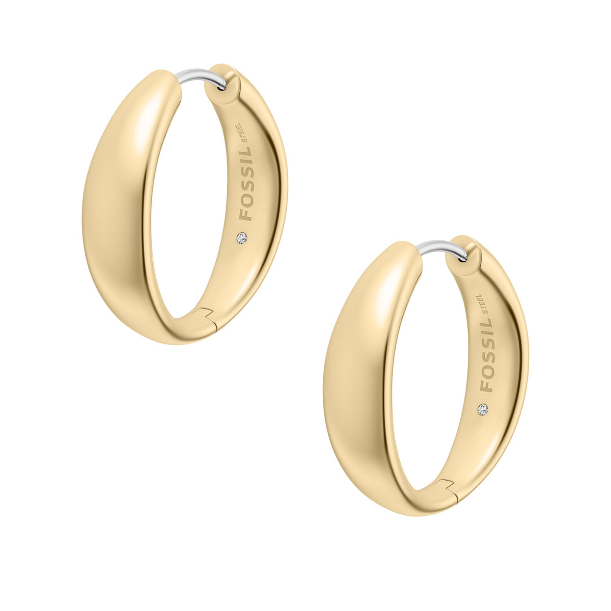 Fossil Women's Ellis Domed Collection Gold-Tone Stainless Steel Hoop Earrings -  JF05002710 (3)