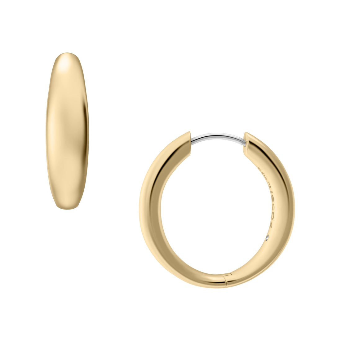Fossil Women's Ellis Domed Collection Gold-Tone Stainless Steel Hoop Earrings -  JF05002710