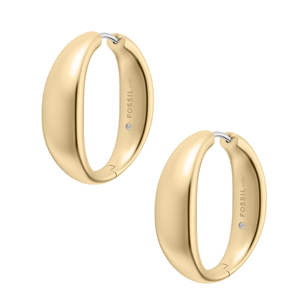 Fossil Women's Ellis Domed Collection Gold-Tone Stainless Steel Hoop Earrings -  JF05003710 (3)