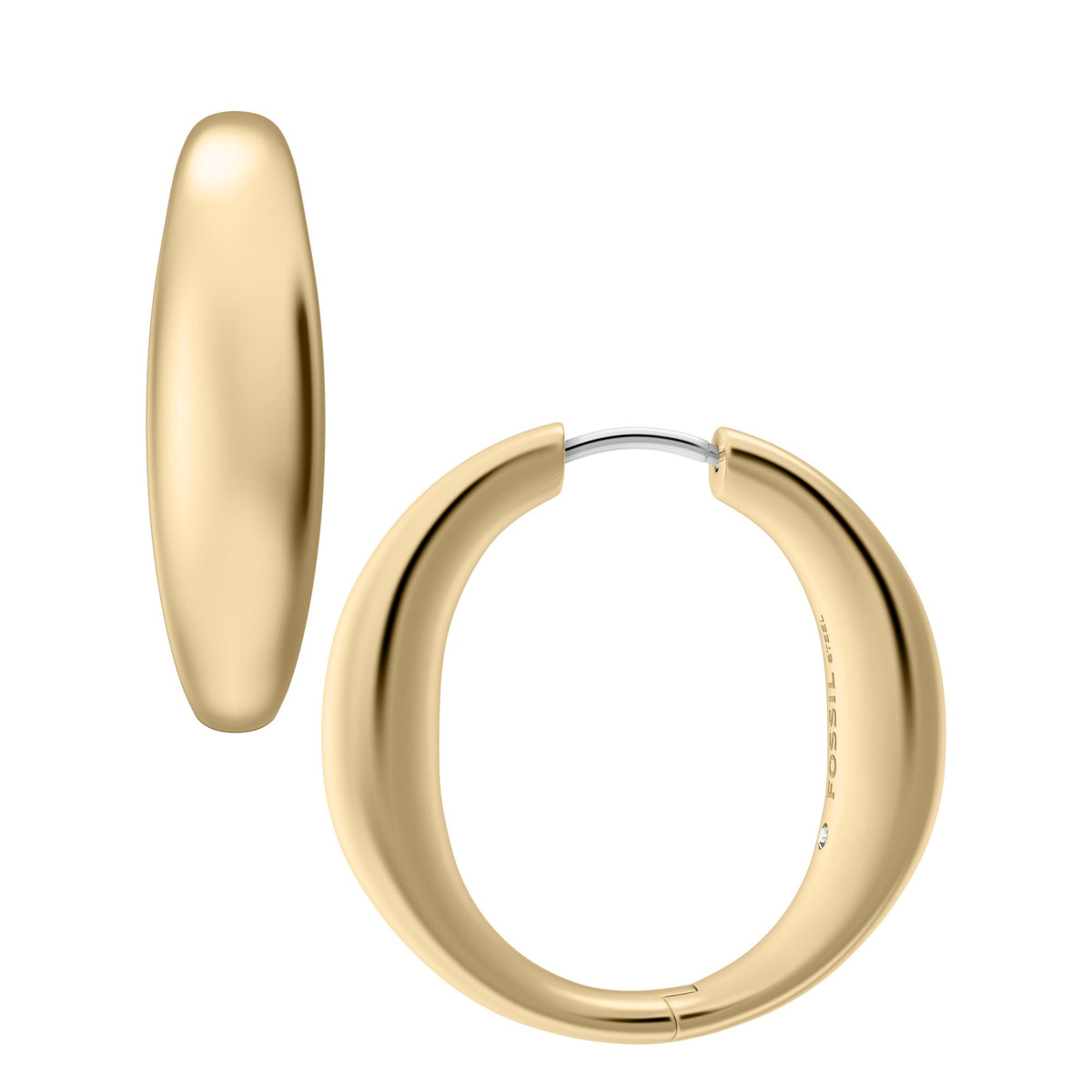 Fossil Women's Ellis Domed Collection Gold-Tone Stainless Steel Hoop Earrings -  JF05003710