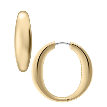 Fossil Women's Ellis Domed Collection Gold-Tone Stainless Steel Hoop Earrings -  JF05003710